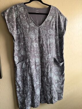 J. Jill Gray Floral V-Neck Dress